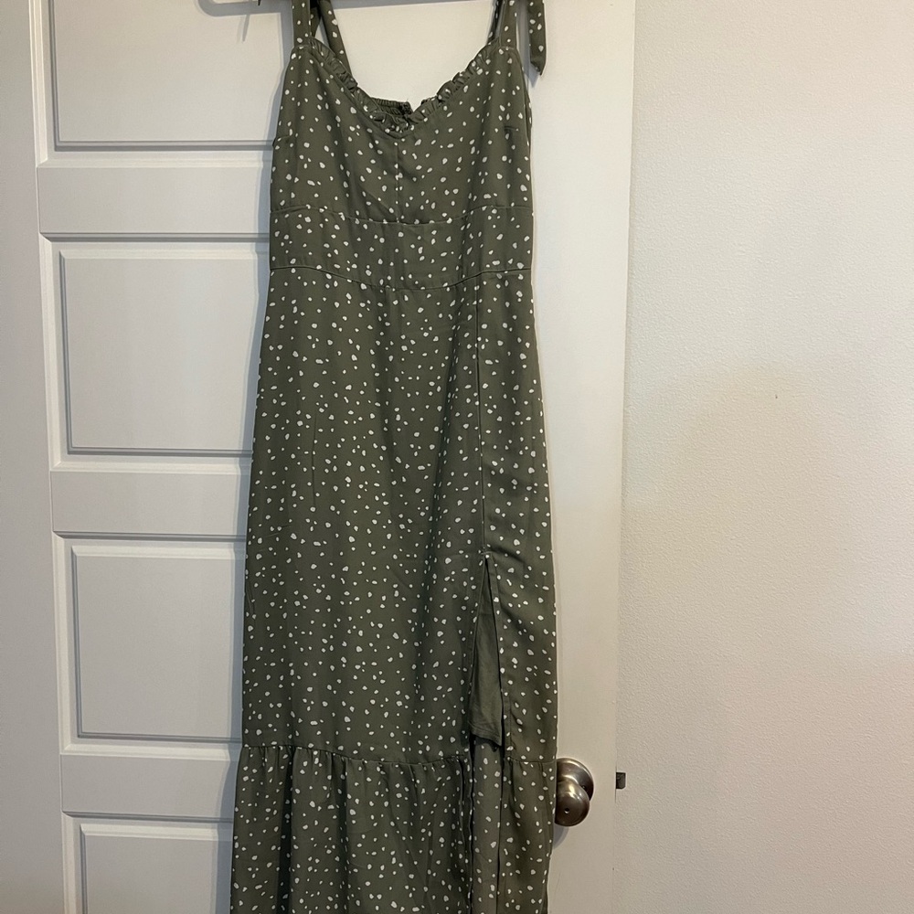 Abercrombie and Fitch Green Polka Dot Maxi Dress